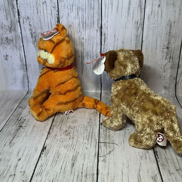 2004 TY Original Beanie Babies "Garfield" The Cat & Odie Dog Plush Jon Arbuckle - Picture 6 of 10